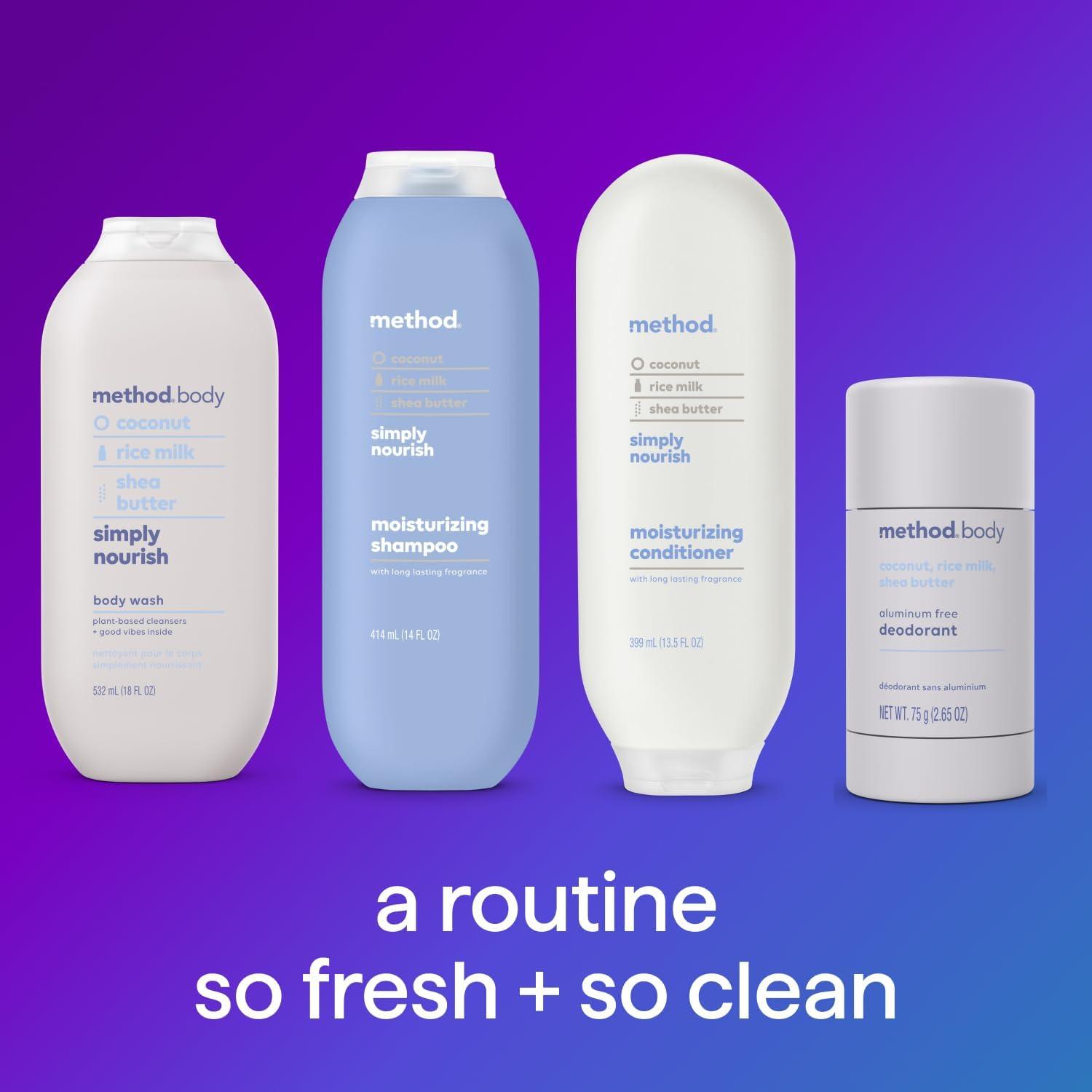 image:imageBundle of Method Simply Nourish Body Wash 18 oz Coco Twist Body Lotion 14 oz Simply Nourish Shampoo 14 oz Simply Nourish Conditioner 135 oz Coco Twist Deodorant 265 oz