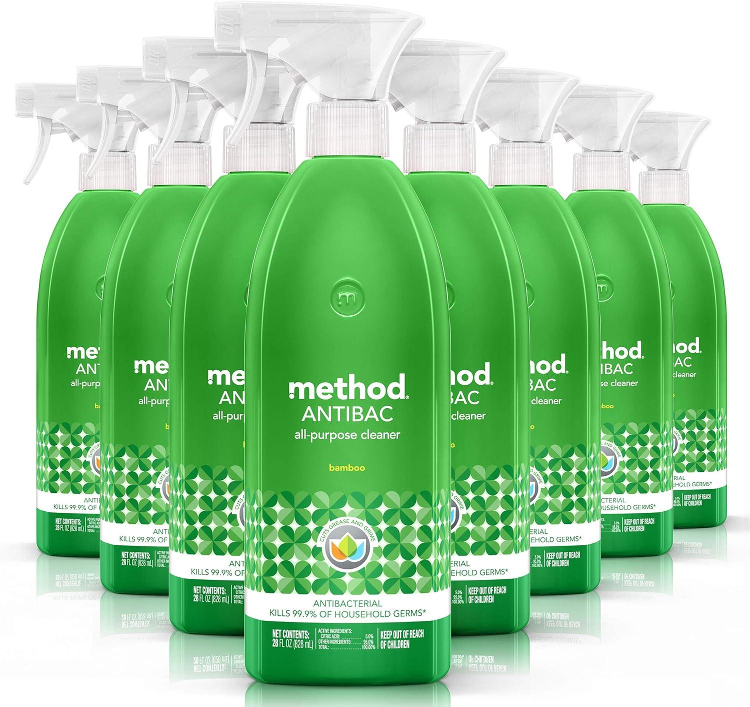 image:imageMethod Antibacterial All Purpose Cleaner Spray Wildflower Kills 999 of Household Germs 28 fl oz Pack of 8Bamboo