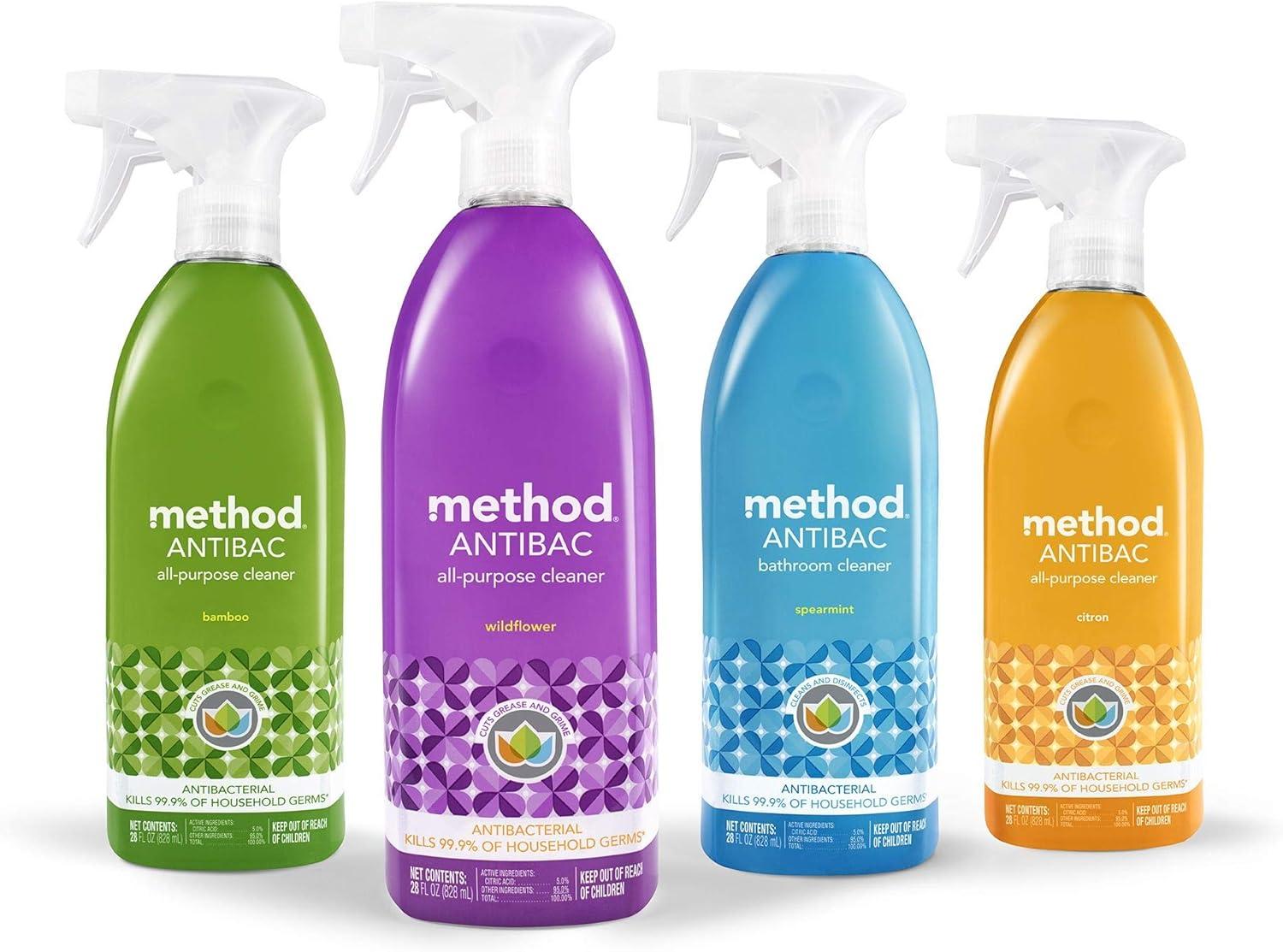 image:imageMethod Antibacterial All Purpose Cleaner Spray Wildflower Kills 999 of Household Germs 28 fl oz Pack of 8Citron