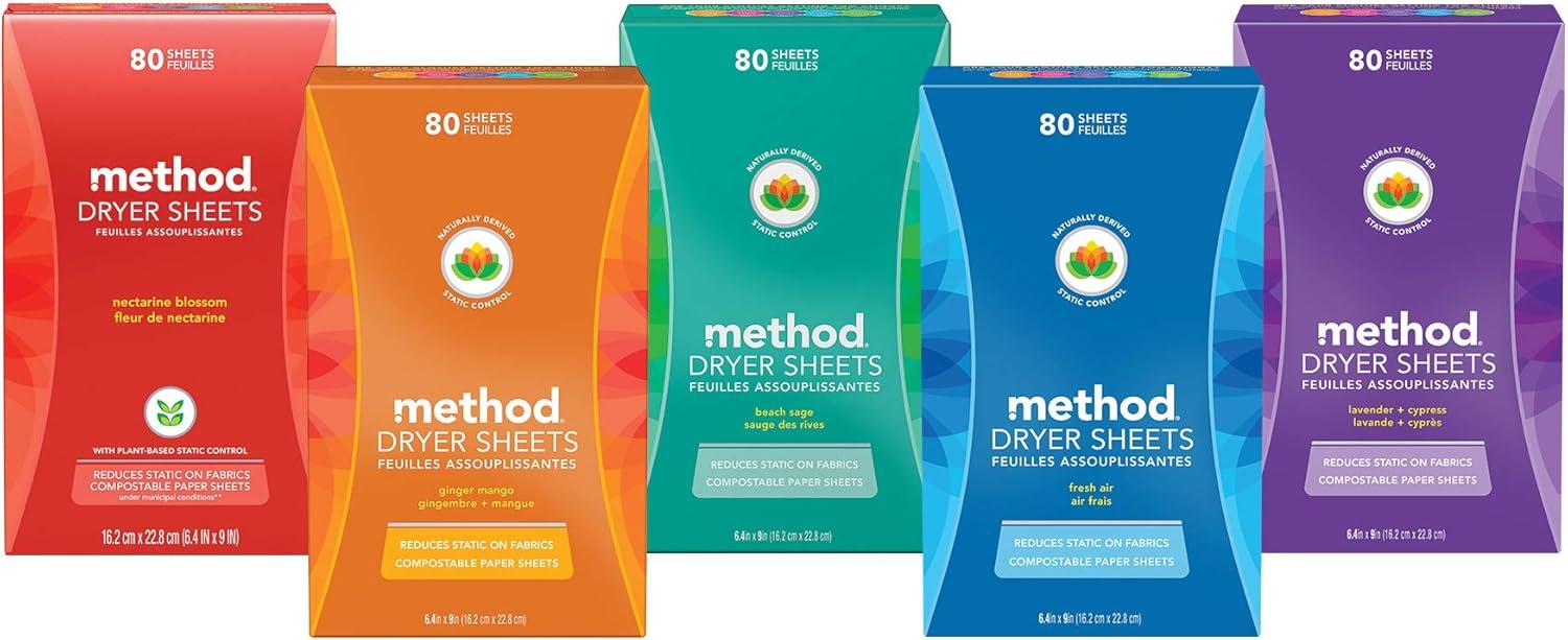 image:imageMethod Dryer Sheets Fresh Air 80 Sheets 2 pack Packaging May Vary