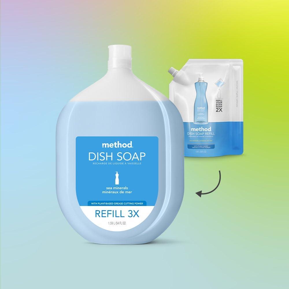 image:imageMethod Gel Dish Soap Refill Lime Sea Salt Scent Powerful Cleaning Formula Large Refill Tub Cuts Through Grease 54 Fl Oz Pack of 454 Fl Oz Pack of 1