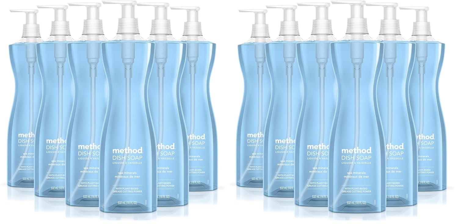 image:imageMethod Gel Dish Soap Sea Minerals Scent Tough on Grease amp Stuckon Food Cruelty Free Formula Made with Recycled Plastic 18 Fl Oz Pack of 6Sea Minerals