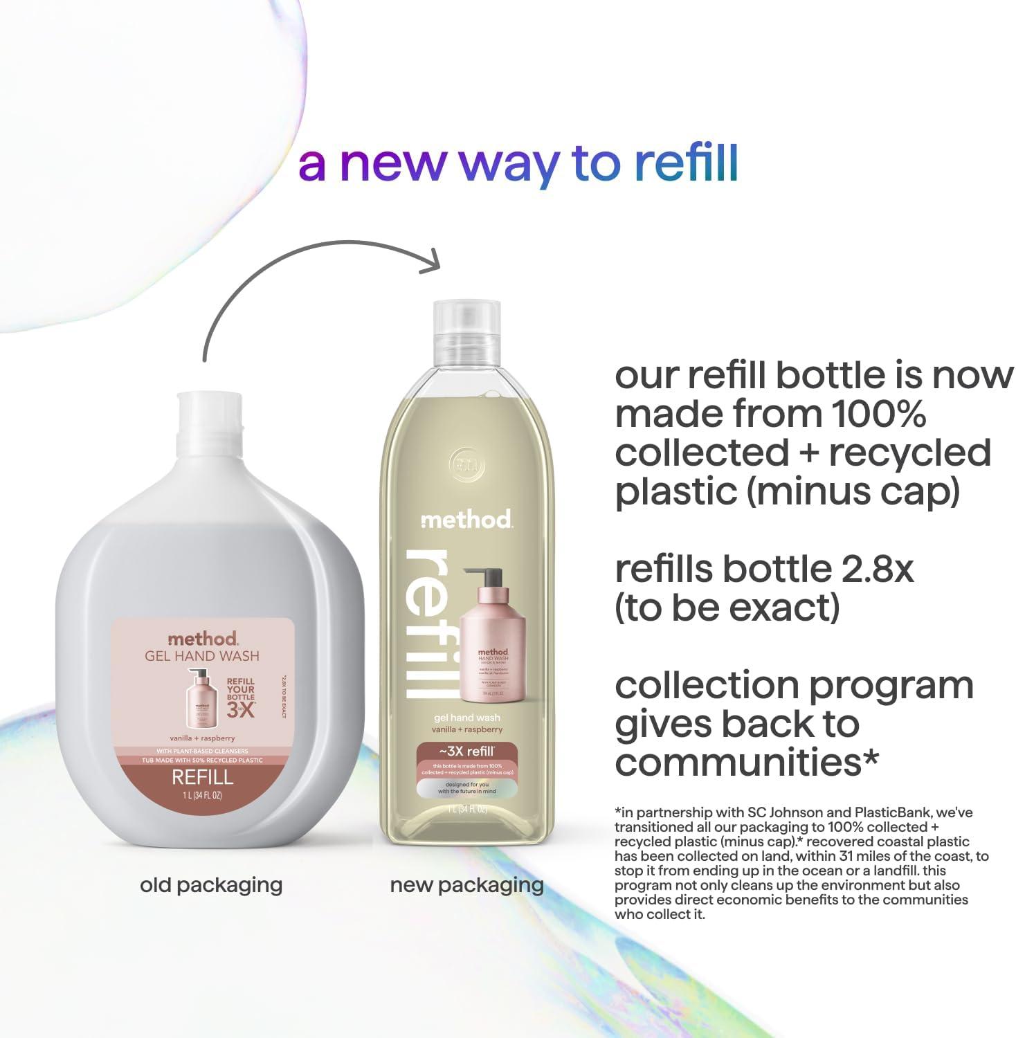 image:imageMethod Gel Hand Soap Vanilla Raspberry Reusable Pink Aluminum Bottle 12 oz Pack of 3Vanilla Raspberry