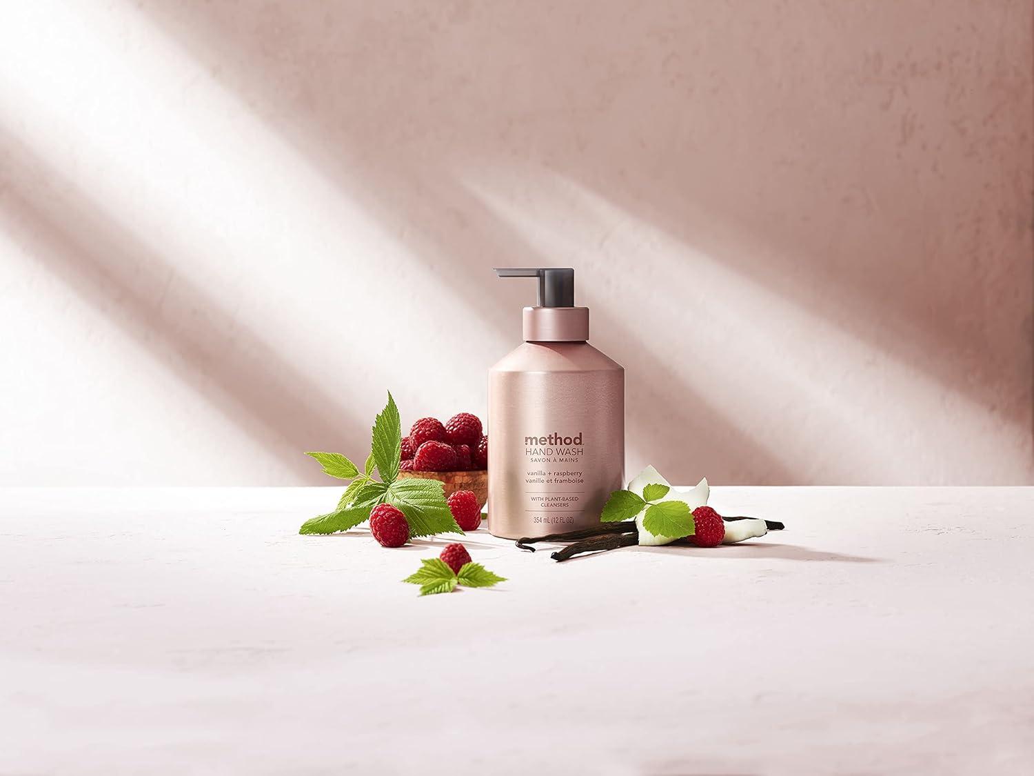 image:imageMethod Gel Hand Soap Vanilla Raspberry Reusable Pink Aluminum Bottle 12 oz Pack of 3Vanilla Raspberry