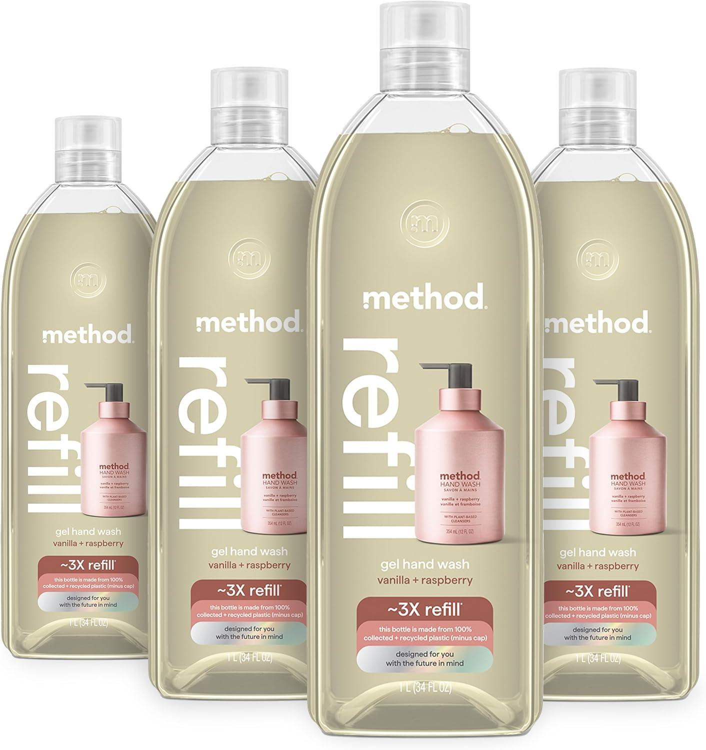 image:imageMethod Gel Hand Soap Vanilla Raspberry Reusable Pink Aluminum Bottle 12 oz Pack of 3Vanilla Raspberry