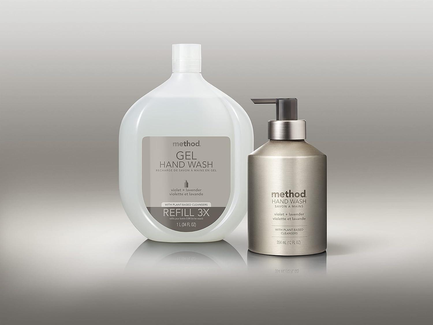 image:imageMethod Gel Hand Soap Violet Lavender Reusable Silver Aluminum Bottle 12 oz Pack of 3Violet Lavender