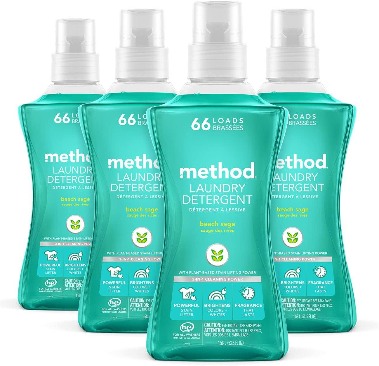 image:imageMethod Liquid Laundry Detergent Coconut Cactus Water 66 Loads Per Bottle Stain Remover 535 Fl Oz Pack of 1Beach Sage
