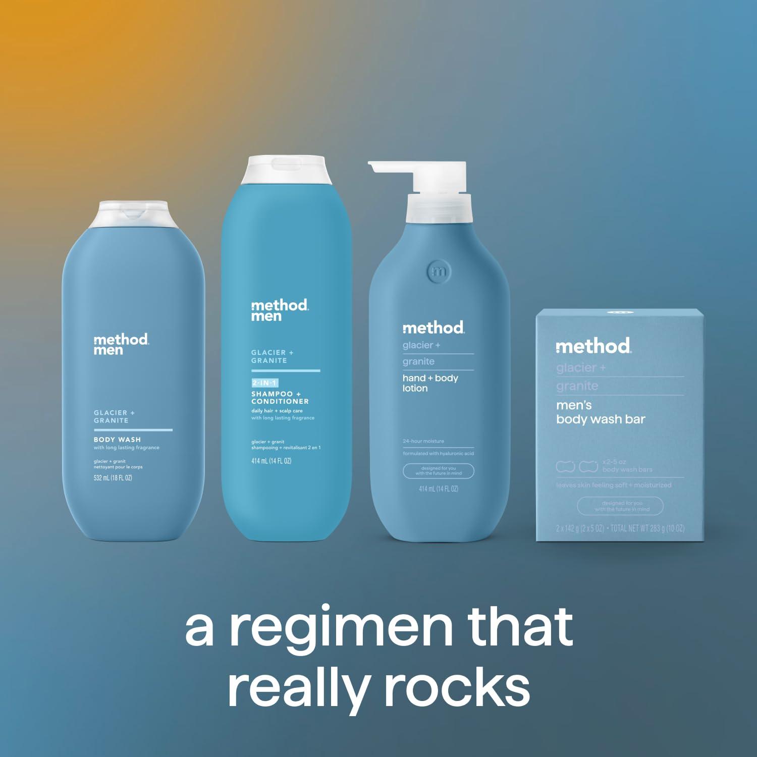 image:imageMethod Men Body Wash Cedar Cypress Paraben and Phthalate Free 18 FL Oz Pack of 3Glacier Granite