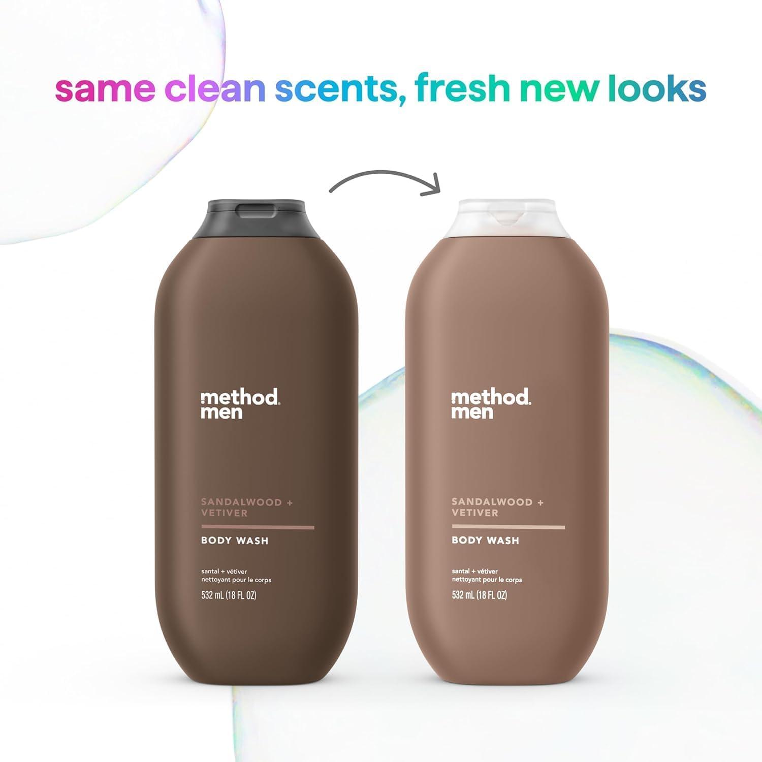 image:imageMethod Men Body Wash Cedar Cypress Paraben and Phthalate Free 18 FL Oz Pack of 3Sandalwood Vetiver