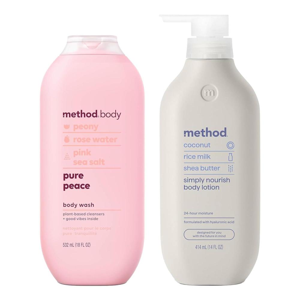 image:imageBundle of Method Pure Peace Body Wash 18 oz Pack of 1  Method Simply Nourish Body Lotion 14 oz Pack of 1
