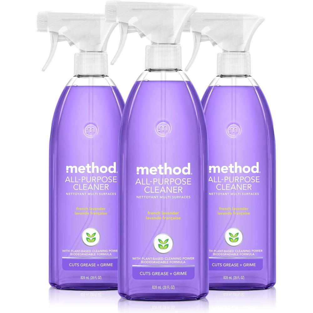 image:imageMethod AllPurpose Cleaner Spray French Lavender PlantBased and Biodegradable Formula Perfect for Most Counters Tiles Stone and More 28 oz Spray Bottles Pack of 384 Fl Oz Pack of 1