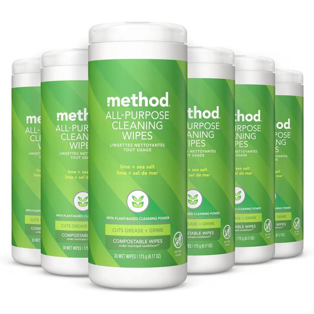 image:imageMethod AllPurpose Cleaning Wipes Lime Sea Salt MultiSurface Compostable 70 Count Pack of 6Lime Sea Salt