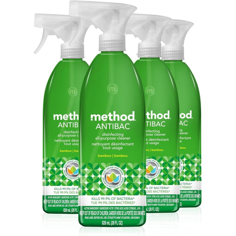 image:imageMethod Antibacterial All Purpose Cleaner Spray Wildflower Kills 999 of Household Germs 28 fl oz Pack of 8Bamboo