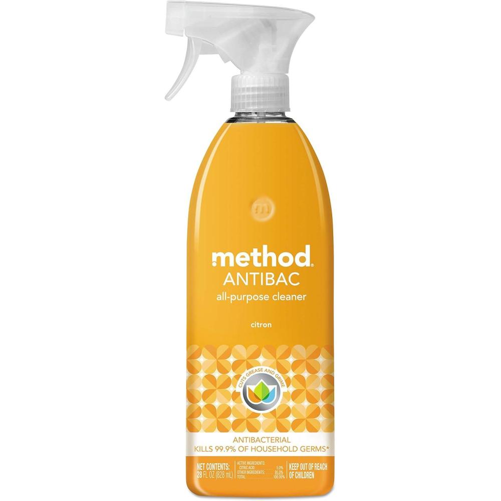 image:imageMethod Antibacterial All Purpose Cleaner Spray Wildflower Kills 999 of Household Germs 28 fl oz Pack of 8Citron