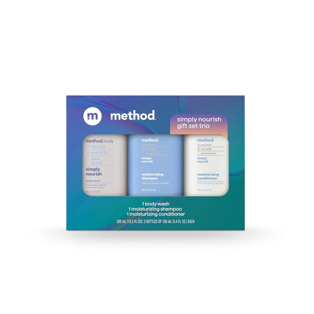 image:imageMethod Body Wash and Hair Care Gift Set Simply Nourish 34 oz Travel Size Bottles