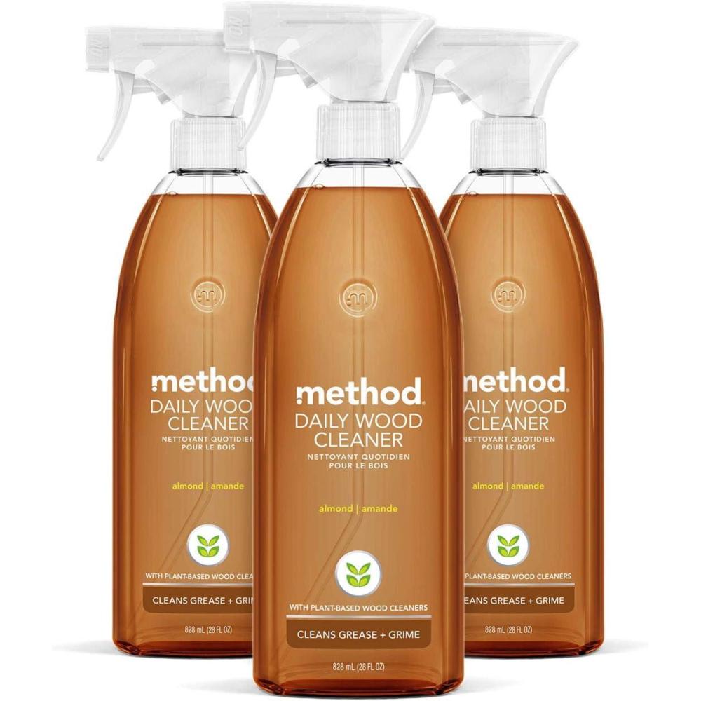 image:imageMethod Daily Hardwood Cleaner Almond Cleans Shelves Tables and Other Wooden Surfaces While Removing Dust amp Grime 28 Fl Oz Pack of 428 Fl Oz Pack of 3