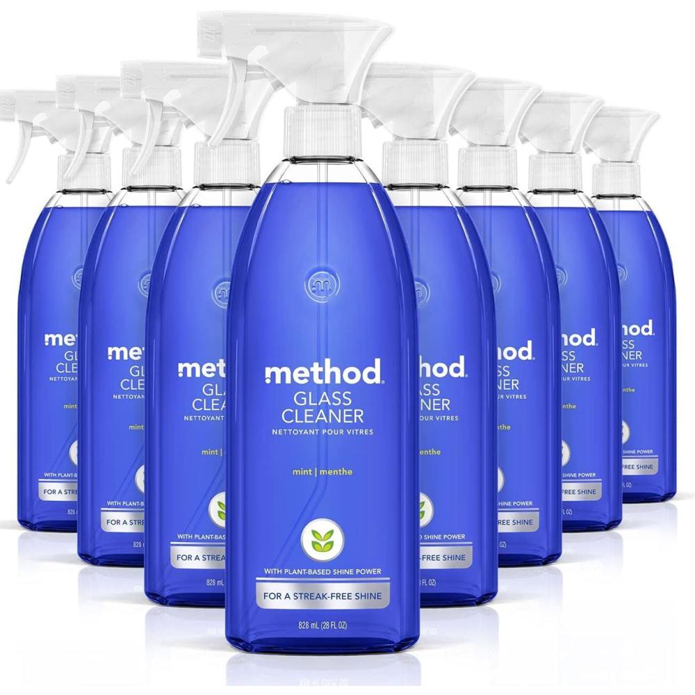 image:imageMethod Glass Cleaner Spray Mint Ammonia Free Solution Mirror amp Window Cleaner Great for Indoor amp Outdoor Glass Surfaces 28 oz Spray Bottles Pack of 828 Fl Oz Pack of 8