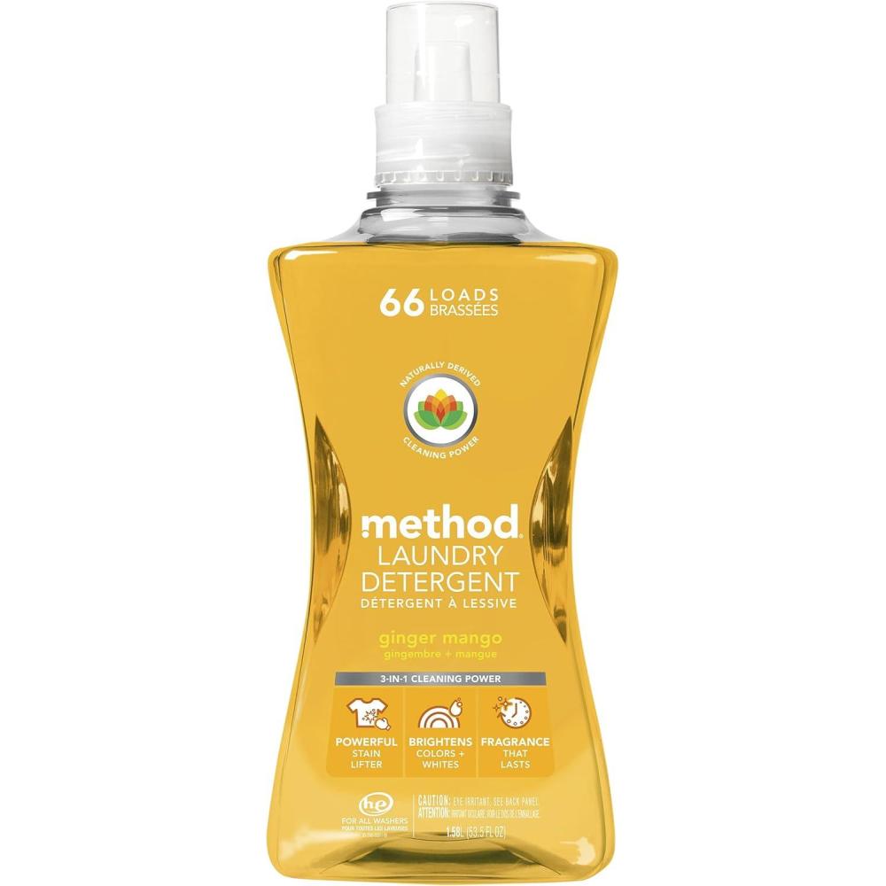 image:imageMethod Liquid Laundry Detergent Coconut Cactus Water 66 Loads Per Bottle Stain Remover 535 Fl Oz Pack of 1Ginger Mango