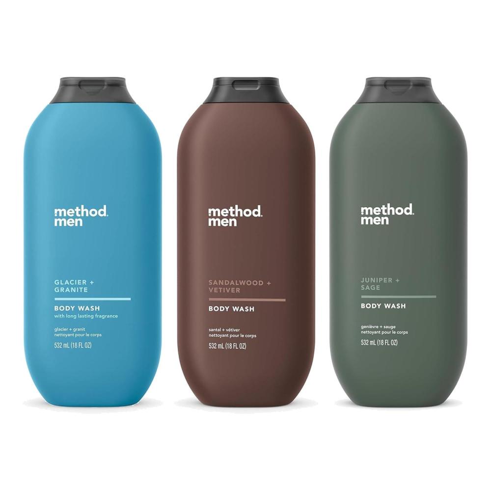 image:imageMethod Men Body Wash Variety Pack 3 Scents Glacier Granite Sandalwood Vetiver Juniper Sage 18 fl oz Each18 Fl Oz Bundle