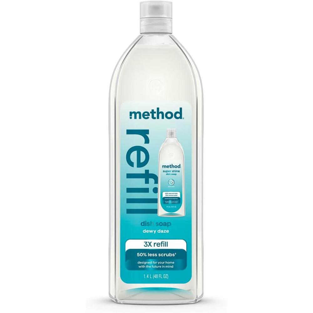 image:imageMethod Super Shine Liquid Dish Soap Refill Powered by Enzymes Dewy Daze Scented 48 fl ozDewy Daze