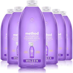 Method All-Purpose Cleaner Refill, French Lavender, Perfect for Most Counters, Tiles, Stone, and More, 68 Fl Oz bottles, (Pack of 6)