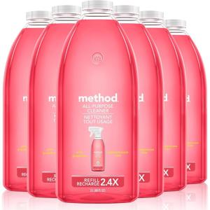 Method All-Purpose Cleaner Refill, Pink Grapefruit, Perfect for Most Counters, Tiles, Stone, and More, 68 Fl Oz bottles, (Pack of 6)(Refill)