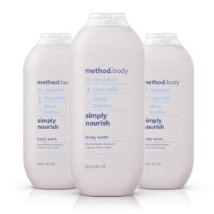 Method Body Wash, Simply Nourish, Paraben and Phthalate Free, 18 oz (Pack of 3)(Simply Nourish)