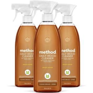 Method Daily Hardwood Cleaner, Almond, Cleans Shelves, Tables and Other Wooden Surfaces While Removing Dust & Grime, 28 Fl Oz, (Pack of 4)(28 Fl Oz (Pack of 3))