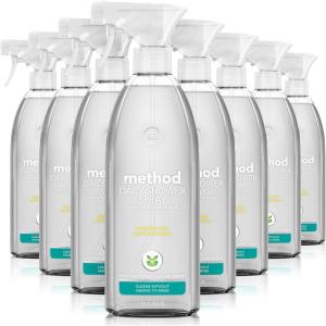 Method Daily Shower Cleaner Spray, & Spray and Walk Away, Eucalyptus Mint Scent, 28 Fl Oz, (Pack of 8), Packaging May Vary(Eucalyptus Mint)