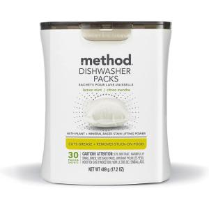 Method Dishwasher Detergent Packs, Lemon Mint, Dishwashing Rinse Aid to Lift Tough Grease and Stains, 54 Dishwasher Tabs per Package, (Pack of 2)(Lemon Mint)