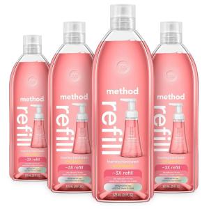Method Foaming Hand Soap Refill, Pink Grapefruit, Recyclable Bottle, 28 fl oz (Pack of 4) (Packaging May Vary)(28 Fl Oz (Pack of 4))