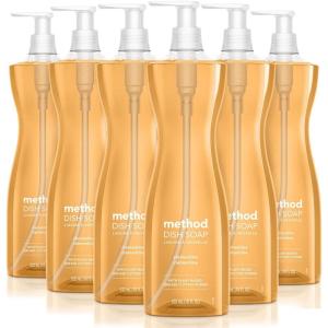 Method Gel Dish Soap, Clementine, Tough on Grease, 18 Fl Oz (Pack of 6)(Clementine)