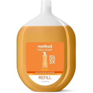 Method Gel Dish Soap Refill, Clementine Scent, Powerful Cleaning Formula, Large Refill Tub, Cuts Through Grease, 54 Fl Oz(54 Fl Oz (Pack of 1))