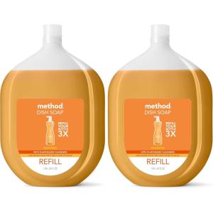 Method Gel Dish Soap Refill, Clementine Scent, Powerful Cleaning Formula, Large Refill Tub, Cuts Through Grease, 54 Fl Oz(54 Fl Oz (Pack of 2))