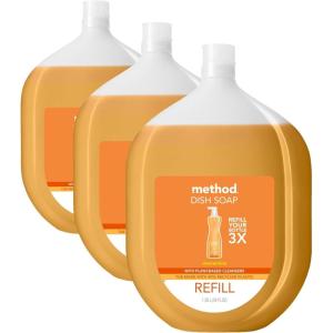Method Gel Dish Soap Refill, Clementine Scent, Powerful Cleaning Formula, Large Refill Tub, Cuts Through Grease, 54 Fl Oz(54 Fl Oz (Pack of 3))
