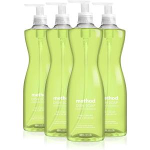Method Gel Dish Soap Refill, Lime + Sea Salt Scent, Powerful Cleaning Formula, Large Refill Tub, Cuts Through Grease, 54 Fl Oz (Pack of 4)(18 Fl Oz (Pack of 4))