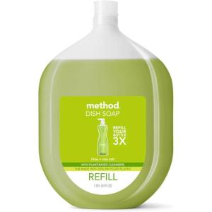 Method Gel Dish Soap Refill, Lime + Sea Salt Scent, Powerful Cleaning Formula, Large Refill Tub, Cuts Through Grease, 54 Fl Oz (Pack of 4)(54 Fl Oz (Pack of 1))
