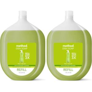 Method Gel Dish Soap Refill, Lime + Sea Salt Scent, Powerful Cleaning Formula, Large Refill Tub, Cuts Through Grease, 54 Fl Oz (Pack of 4)(54 Fl Oz (Pack of 2))