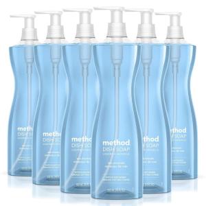 Method Gel Dish Soap, Sea Minerals Scent, Tough on Grease & Stuck-on Food, Cruelty Free Formula, Made with Recycled Plastic, 18 Fl Oz (Pack of 6)(Sea Minerals)
