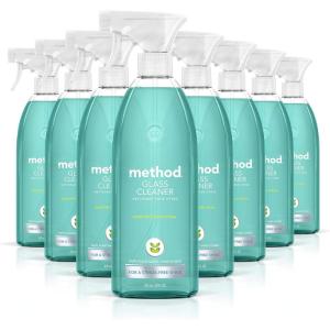 Method Glass Cleaner Spray, Waterfall, Ammonia Free Solution, Mirror & Window Cleaner – Great for Indoor & Outdoor Glass Surfaces, 28 oz Spray Bottles (Pack of 8)
