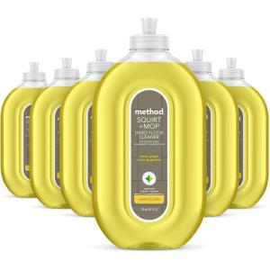 Method Hardwood Floor Cleaner, Squirt + Mop Design, Use as Laminate or Sealed Wood Floor Cleaner, Almond Scent, 25 Fl Oz, 6 Pack, Packaging May Vary(Lemon Ginger)