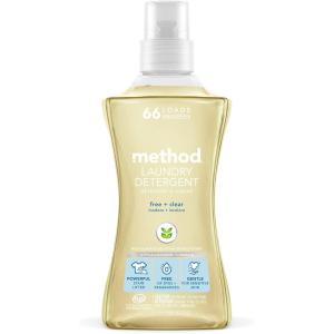 Method Liquid Laundry Detergent, Coconut + Cactus Water, 66 Loads Per Bottle, Stain Remover, 53.5 Fl Oz (Pack of 1)(Fragrance Free)