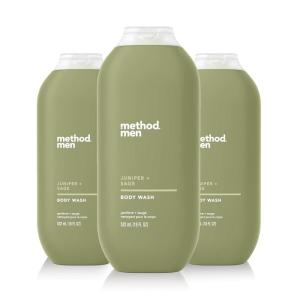 Method Men Body Wash, Cedar + Cypress, Paraben and Phthalate Free, 18 FL Oz (Pack of 3)(Juniper + Sage)