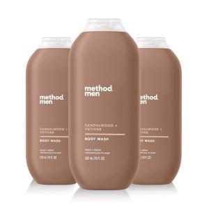 Method Men Body Wash, Cedar + Cypress, Paraben and Phthalate Free, 18 FL Oz (Pack of 3)(Sandalwood + Vetiver)