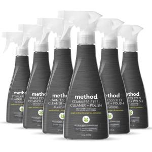 Method Stainless Steel Cleaner + Polish, Apple Orchard, Cleans Fingerprints and Smudges, 14 FL Oz (Pack of 6)(Cleaner + Polish)