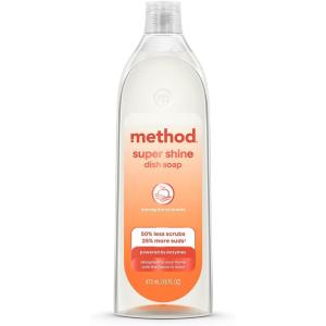 Method Super Shine Liquid Dish Soap, Powered by Enzymes, Free + Clear, Unscented, 16 fl oz(Among the Orchards)