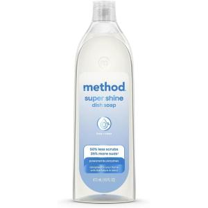 Method Super Shine Liquid Dish Soap, Powered by Enzymes, Free + Clear, Unscented, 16 fl oz(Free Clear)