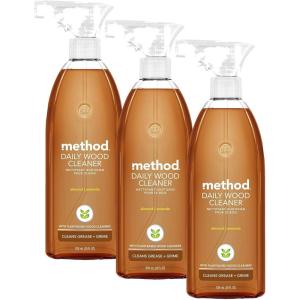 Method Wood Polish, Almond, For Wood Surfaces, Furniture and Cabinets, 14 Ounces (Pack of 6)(28 Fl Oz (Pack of 3))