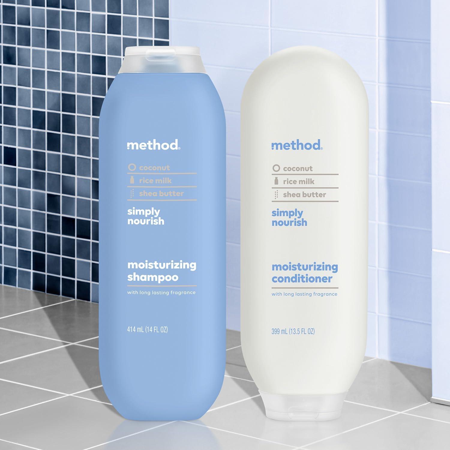 image:imageBundle of Method Simply Nourish Moisturizing Shampoo 14 oz Pack of 1 Method Simply Nourish Moisturizing Conditioner 135 oz Pack of 1 Method Pure Peace Bar Soap 2 bars 5 oz each