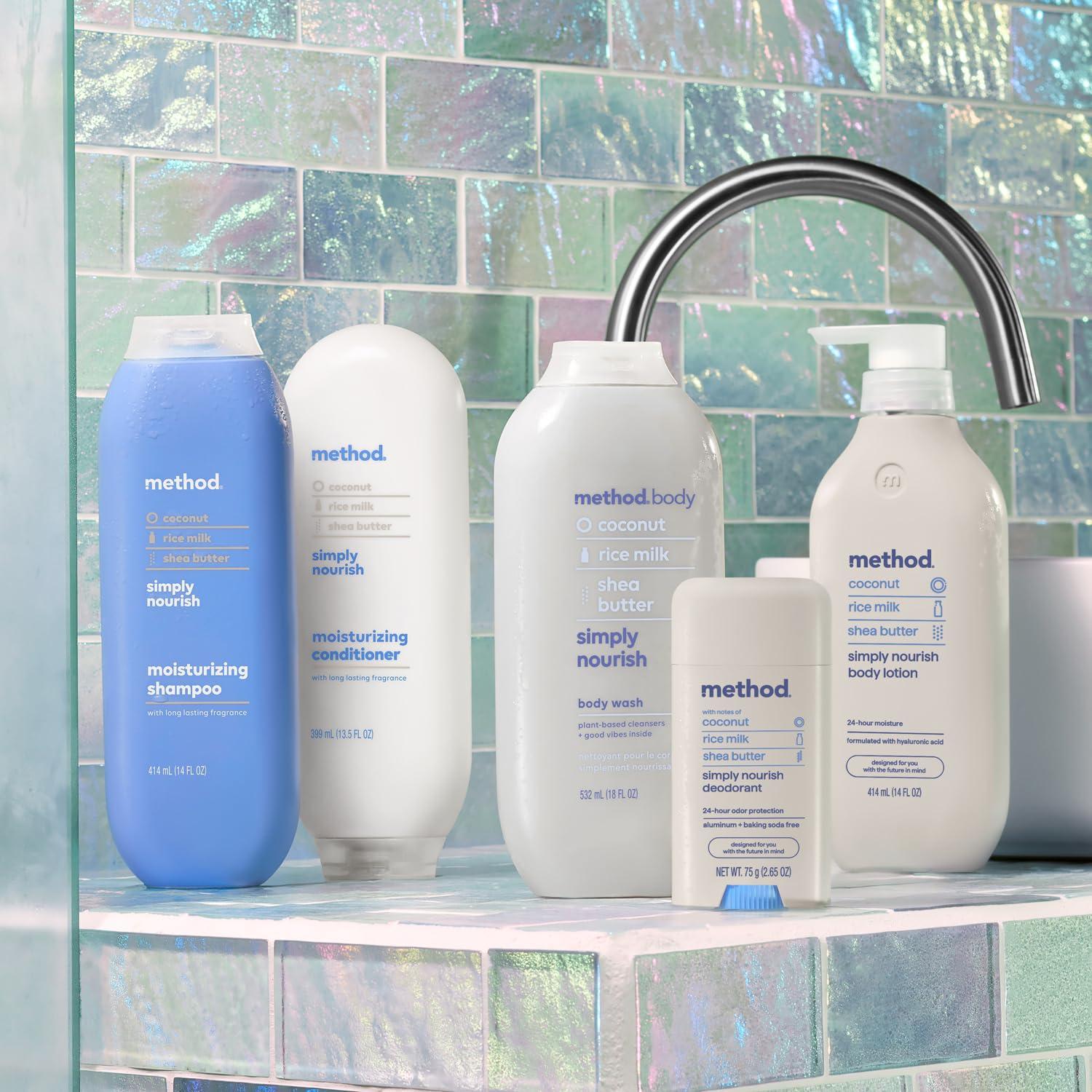 image:imageMethod Daily Simply Nourish Moisturizing Hair Care Shampoo 14 oz Conditioner 135 oz with Shea Butter Coconut and Rice Milk Paraben and Sulfate Free